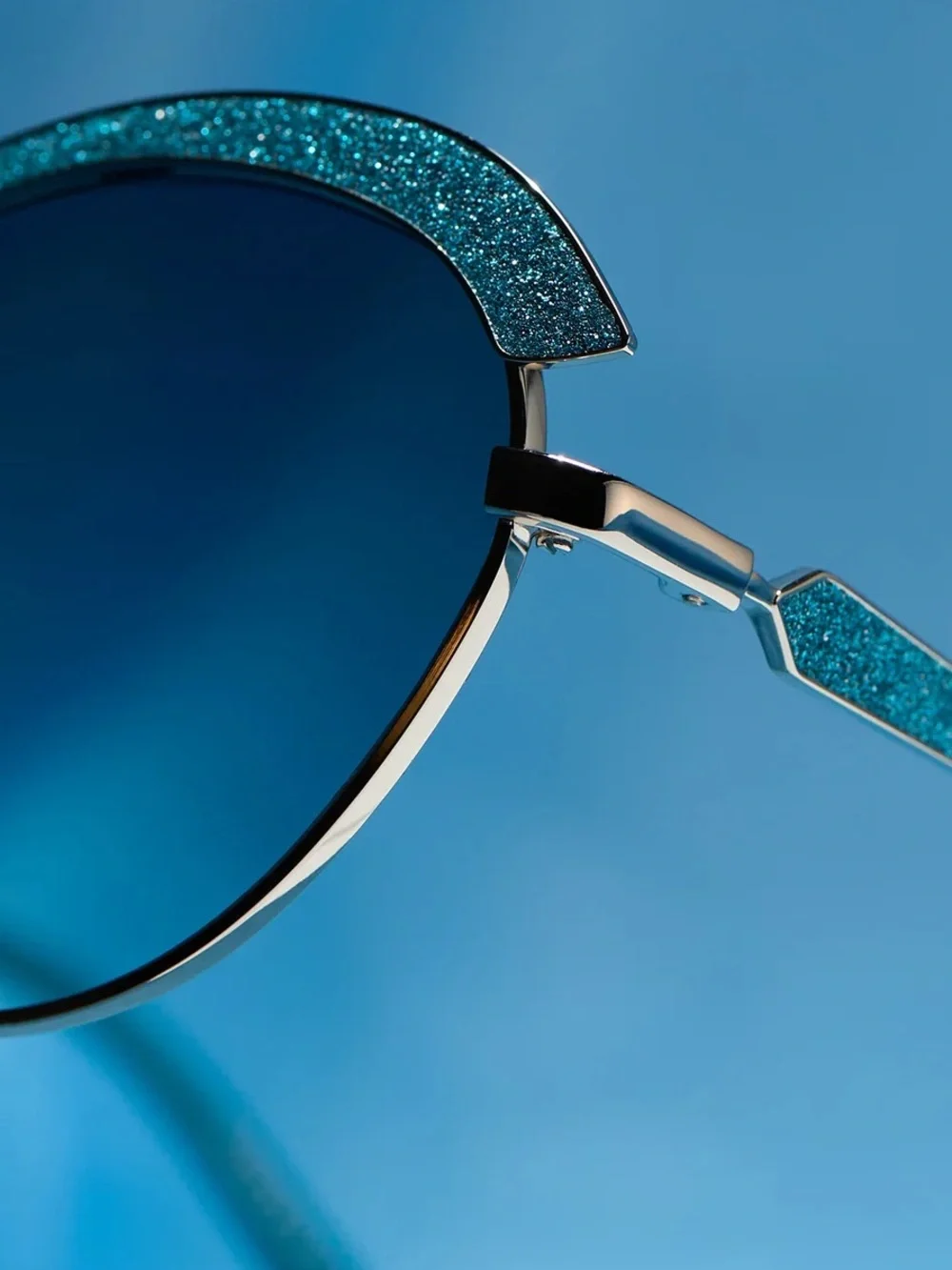 DIFF WEDNESDAY Bianca Sunglasses Glitter Teal Silver Frame Teal Silver Lens NWT